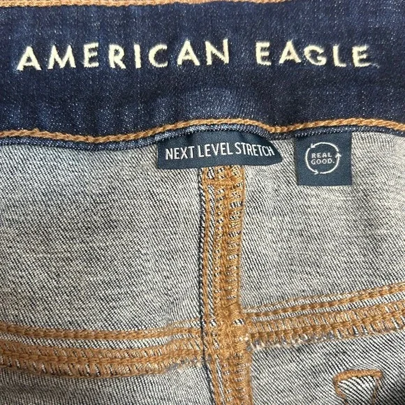 American Eagle Next Level Stretch Kick Boot Jeans Dark Wash Indigo 8 AE 30x31 - Picture 9 of 12